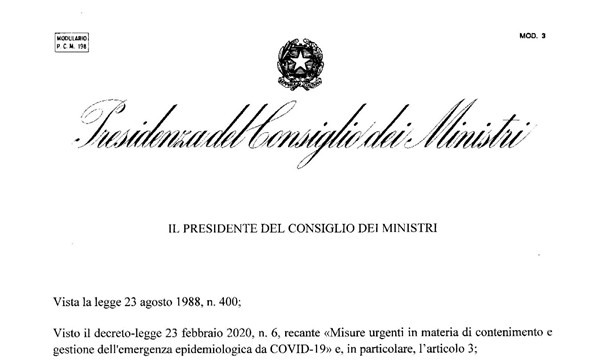 Decreto Presidente Consiglio dei Ministri - 4 marzo 2020 - COVID-2019